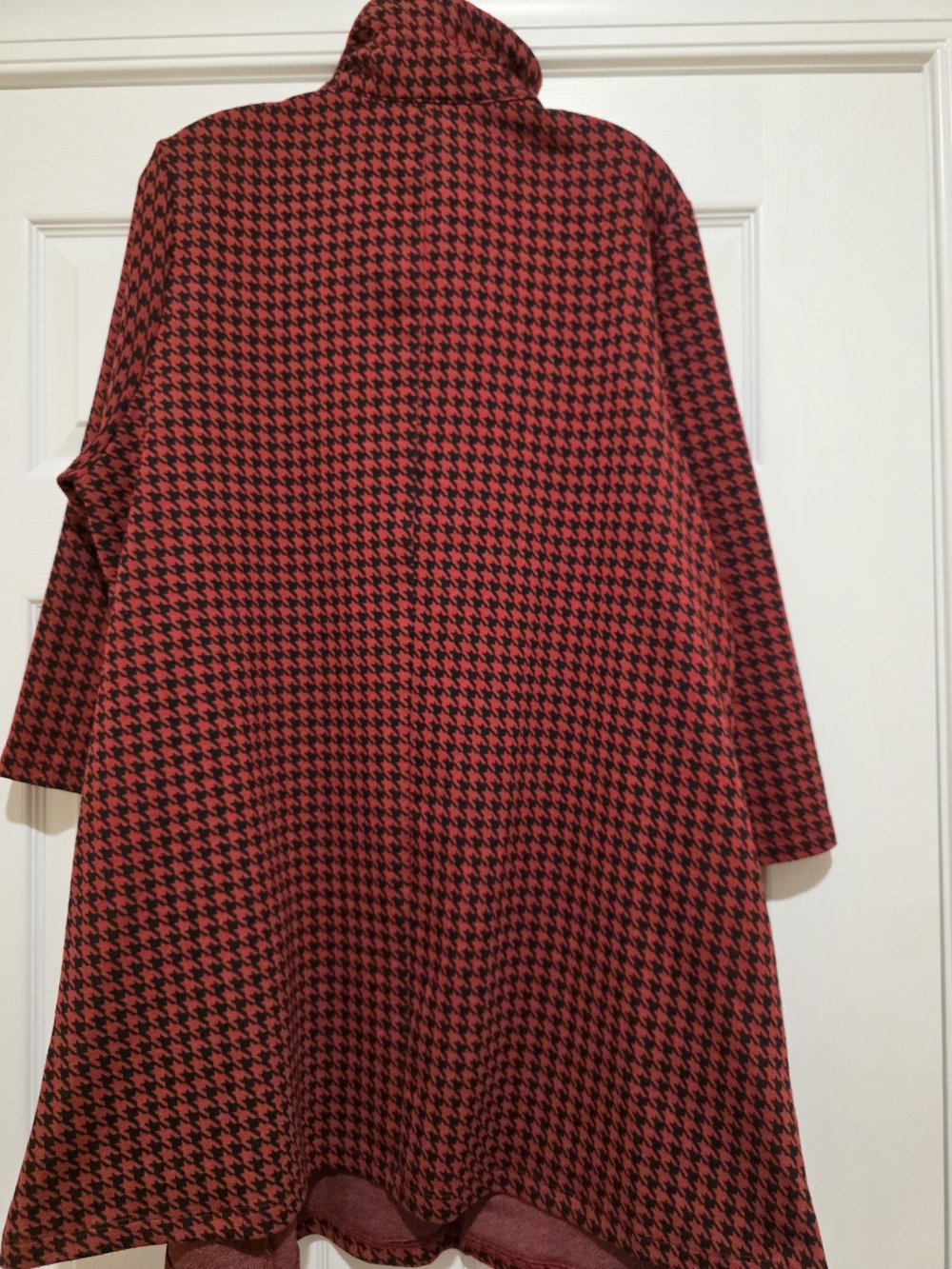 CALESSA Red & Black Houndstooth Half-Zip Swing Tunic with Gold Trim XL - Picture 4 of 4